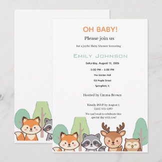 Elegante bosdieren Baby Shower Kaart