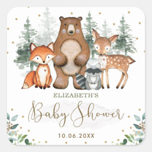 Elegante bosdieren Bos groen goud Vierkante Sticker