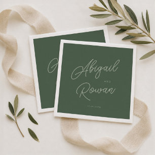 Elegante bosgroene trouwservetten servet