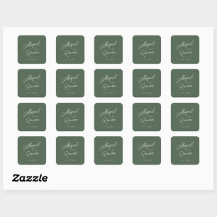 Elegante bosgroene trouwsticker vierkante sticker