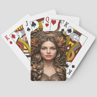 Elegante bosportret in reliëf bronzen kunst pokerkaarten