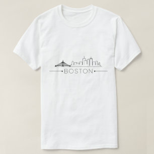 Elegante Boston City Line Art, moderne stedelijke T-shirt