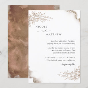 Elegante Botanische, Aardse Tonen Waterverf Bruilo Kaart