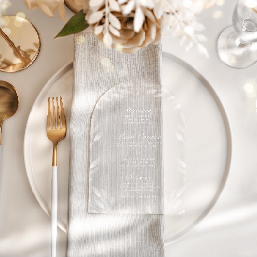 Elegante botanische acryl bruiloft receptie menu acryl uitnodigingen