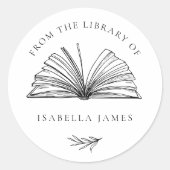 Elegante Botanische Afkomstig uit de Bibliotheek v Ronde Sticker (Voorkant)