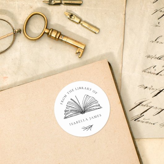 Elegante Botanische Afkomstig uit de Bibliotheek v Ronde Sticker