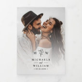 Elegante botanische alles-in-één QR-code bruiloft Drieluik Uitnodiging (Cover)