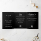 Elegante botanische alles-in-één QR-code bruiloft Drieluik Uitnodiging (Binnen)