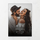 Elegante botanische alles-in-één QR-code bruiloft Drieluik Uitnodiging (Cover)