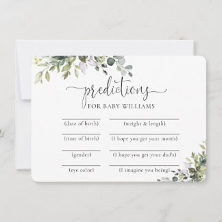 Elegante botanische baby shower voorspellingenkaar kaart