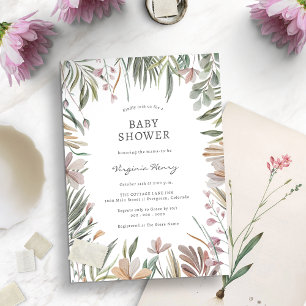 Elegante botanische babyshower uitnodiging