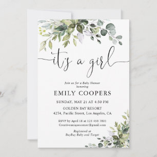Elegante botanische babyshower uitnodiging