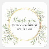 Elegante Botanische Begroeiing Vierkante Sticker (Voorkant)