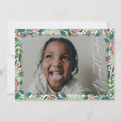 Elegante Botanische Berry lijst Kerstmis Foto Feestdagenkaart (Voorkant)