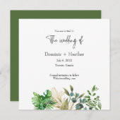 Elegante Botanische Blad Bruiloft Uitnodiging (Voorkant / Achterkant)