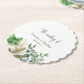 Elegante Botanische Blad Bruiloft Uitnodiging Kartonnen Onderzetters (Gekanteld)