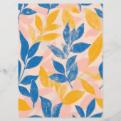 Elegante Botanische blauwe en gele groene bruiloft Menu (Achterkant)