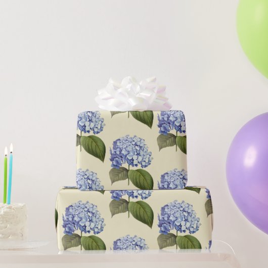 Elegante  Botanische Blauwe Hydrangea Bloem Cadeaupapier (Feestgeschenken)