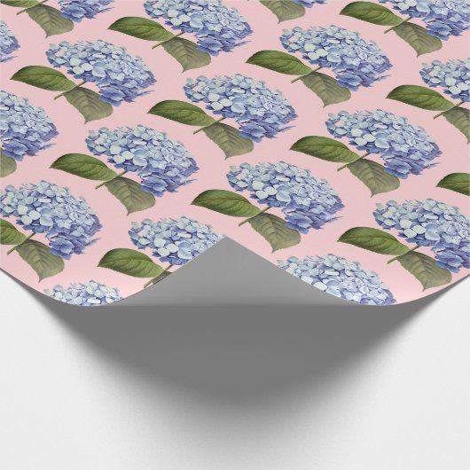 Elegante Botanische Blauwe Hydrangea Bloem Cadeaupapier (Hoek)