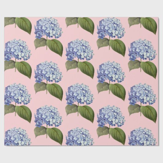 Elegante  Botanische Blauwe Hydrangea Bloem Cadeaupapier (Vlak)