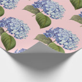 Elegante  Botanische Blauwe Hydrangea Bloem Cadeaupapier (Hoek)