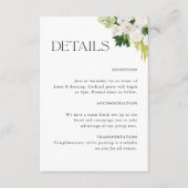 Elegante Botanische Bloemen Bruiloft Details Informatiekaartje (Voorkant)