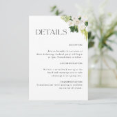 Elegante Botanische Bloemen Bruiloft Details Informatiekaartje (Staand voorkant)