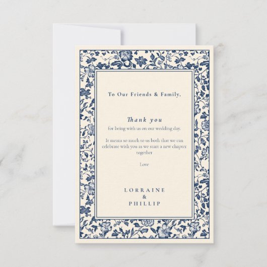 Elegante Botanische Bloemen Huwelijk Dank u kaart (Voorkant)