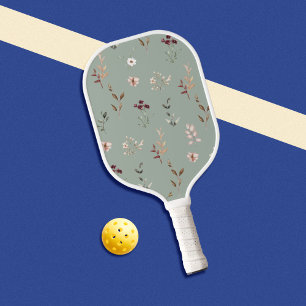 Elegante Botanische Bloemen Salie Groen Pickleball Paddle