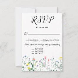 Elegante Botanische Bloemen Wedding Event 3 Keuzes RSVP Kaartje