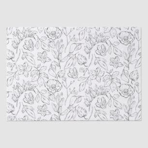 Elegante Botanische Bloemen Zwart en Wit Tissuepapier