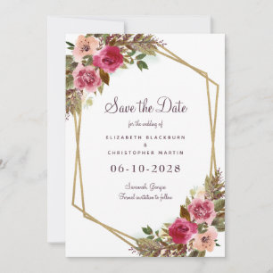 Elegante Botanische Bloemige Bruiloft Groene Kruid Save The Date