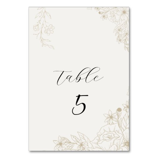 Elegante Botanische Bloemige Trouwtafel Nummerkaar Kaart (Voorkant)