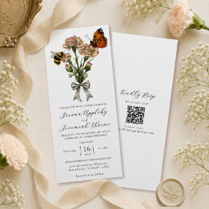 Elegante Botanische Bloemrijke Strik All-in-One Tr Kaart