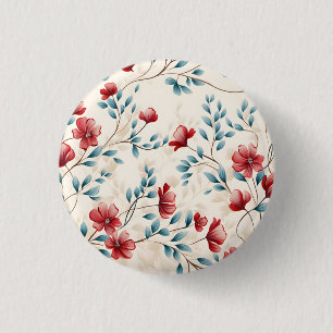 Elegante botanische bloemtak ronde button 3,2 cm