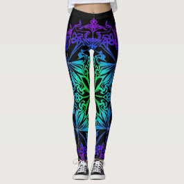 Elegante botanische boho blauwgroen groene zen man leggings