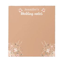 Elegante botanische boho bruine bruiloft notitieblok