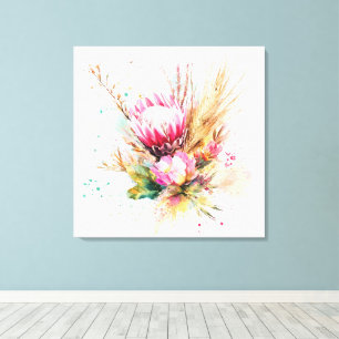 Elegante Botanische Boho Waterverf Floral Wall Art Canvas Afdruk