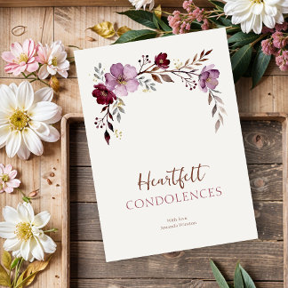 Elegante botanische bordeauxrood getinte condolean