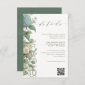 Elegante Botanische Bruiloft Details QR-code Informatiekaartje (Voorkant / Achterkant)