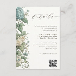 Elegante  Botanische Bruiloft Details QR-code Informatiekaartje