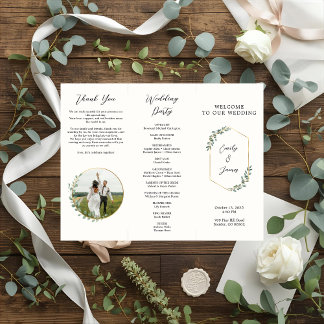 Elegante botanische bruiloft programma flyer met f