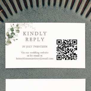 Elegante botanische bruiloft QR-code RSVP Informatiekaartje