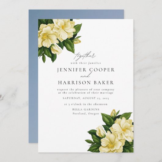 Elegante, botanische bruiloft uitnodiging (Voorkant / Achterkant)