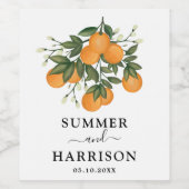 Elegante Botanische Citrus Sinaasappels Trouwgunst Wijn Etiket (Enkel label)