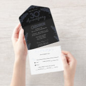 Elegante Botanische Echte Folie 30e Jubileum All In One Uitnodiging (Uittrekbaar)