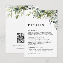 Elegante Botanische Eucalyptus QR Code Bruiloft Informatiekaartje