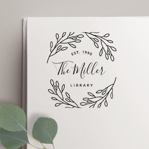 Elegante Botanische Familie Bookplate Zelfinktende Stempel