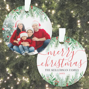 Elegante Botanische Familie Foto Kerstmis Ornament