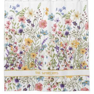 Elegante botanische flora op een witte achtergrond douchegordijn